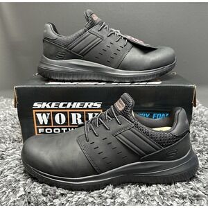 Skechers Shoes Sneakers Mens Size 10 Black Delson 3.0 Workwear Memory Foam New